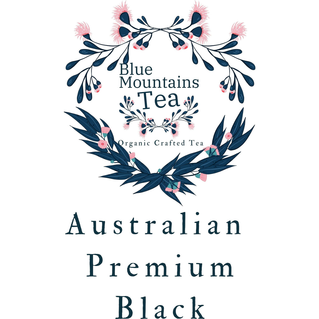 Australian Premium Black - Blue Mountains Tea Co, Cute Australian Tea Themed Logo for Australian Premium Black Tea.