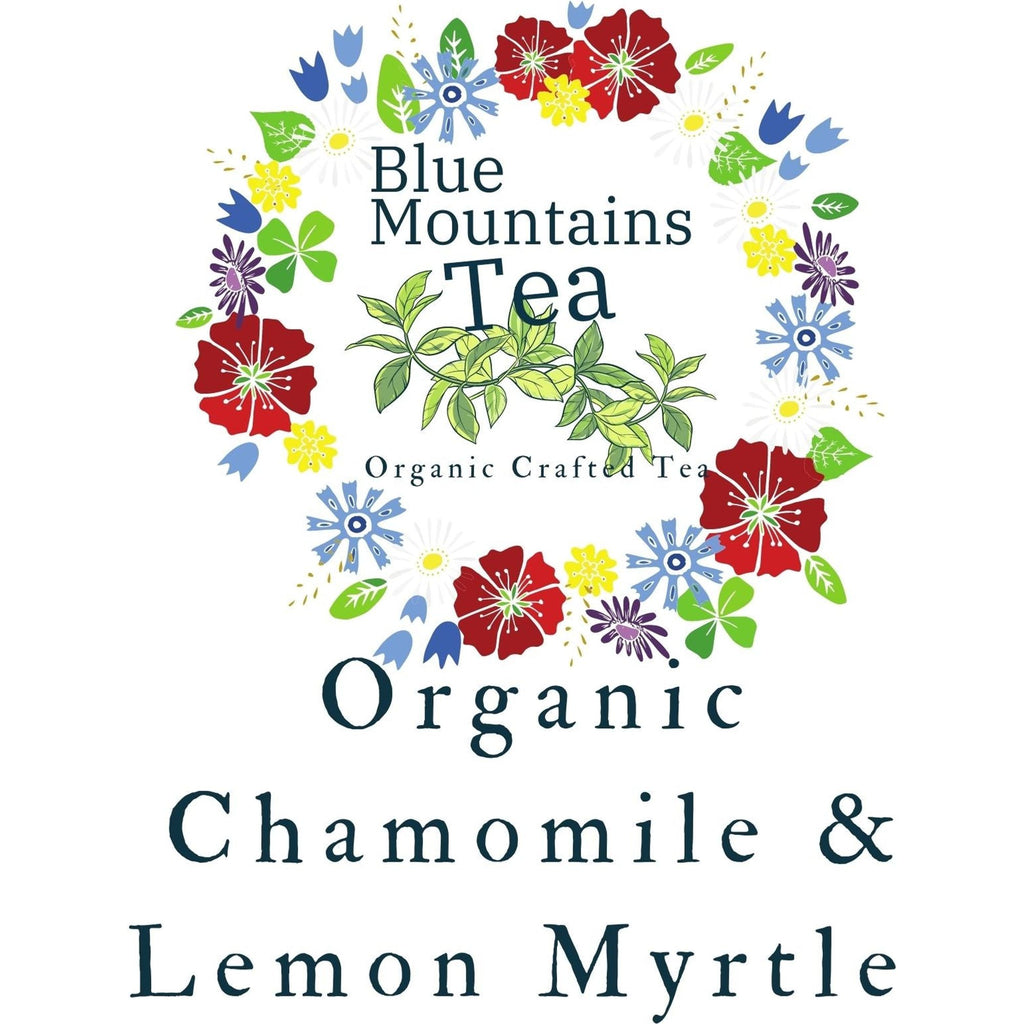 Organic and Chamomile and Lemon Myrtle Tea, organic tea, hand creafted tea, herbal tea.